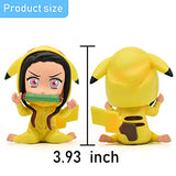 Nezuko Cosplay Pikachu Action Figure Demon Slayer Cosplay Pokemon Kimetsu No Yaiba Figure Anime Toy Collectibles Model Gift (Nezuko)