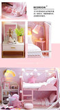 DIY Miniature Dollhouse Kit with Furniture Handmade Dolls House Miniature Kit Plus LED Lights and Music Movement,1:24 Scale Nordic Loft Apartment