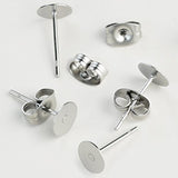 baotongle Stainless Steel Earrings Posts Flat Pad (2 Size) with 100 Pairs Earring Backs for Earring