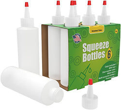 6-pack Plastic Squeeze Condiment Bottles - 8 Ounce with Red Tip Cap - Made in USA - Perfect for Ketchup, BBQ, Sauces, Syrup, Condiments, Dressings, Arts and Crafts - BPA-Free