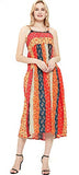 Womens Casual Spaghetti Strap Slip Summer Dresses,Cotton Bohemian Maxi Floral Print Long Beach Swing Dress,4-XL