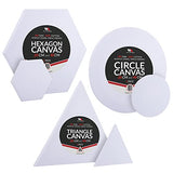 WA Portman Shaped Canvas Set of 6 - Round Canvas Triangle Canvas & Hexagon Canvas Sets - 40 cm & 20 cm (15.75 inch & 7.8 inch) Diameters - 2 Canvases of Each Shape - Art Canvases for Painting