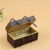 HotMall 1:12 Doll House Miniature Vintage Wood Faux Leather Suitcase Mini Luggage Box - Brown