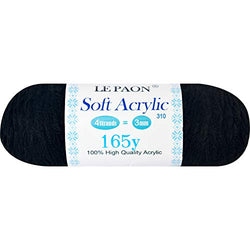 LE PAON Acrylic Yarn Skeins Total of 165 Yards Craft Yarn | for Knitting and Crochet Perfect Beginner Yarn(Black)