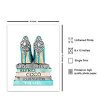 Tiffany Blue Designer Shoes Poster Print - Books of Louis Vuitton, Prada, Louboutin - Glam Home Decor - Designer High Heels - Fashion Design Wall Art - Glamour Wall Decor for Women - Luxury Gifts