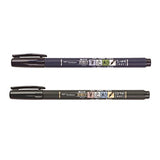 Tombow 62038 Fudenosuke Brush Pen, 2-Pack. Soft and Hard Tip Fudenosuke Brush Pens for