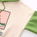 CRB Fashion Womens Hoodie Shirt Dinosaur Bunny Panda Ears Plush Cute Cosplay Coat Girls Sweatshirt Top (USA L, Green D)