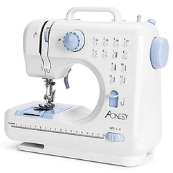 Aonesy Mini Sewing Machine, Electric Household Crafting Mending Portable Sewing Machines, 12 Stitches 2 Speed with Foot Pedal - Perfect For Easy Sewing, Beginners, Kids (Light Blue)