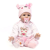 Lilith 22 Inch 55cm Soft Silicone Vinyl Reborn Doll Baby Girl Realistic Looking Lifelike Baby Dolls Kids Playmate Toy Birthday Present Xmas Gift (Eyes Open)