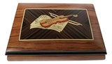 Italian inlaid musical jewelry box with instruments in elegant matte finish with customizable