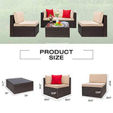 GUNJI 5 Pieces Patio Furniture Sets Outdoor Sectional Sofa Outdoor Furniture Set Patio Sofa Set Conversation Set with Table and Cushion (Beige)