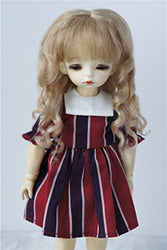 JD162 6-7'' 16-18CM YOSD Long Curly Sauvage Mohair Doll Wigs 1/6 BJD Doll Accessories (Ash Brown)