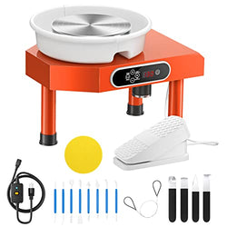 Electric Pottery Wheel Machine 25CM Pottery Throwing Ceramic Machine LCD Touch Ceramic DIY Clay Tool for Ceramic Work Art Clay with 12 Pcs Clay Sculpting Tools+1 pcs Clay Cutter, Foot Pedal