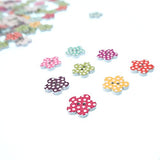 RayLineDo Pack of 100pcs Multi Color Plum Flower Shaped 2 Holes Wood Dot Buttons Package for Sewing