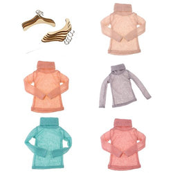 MagiDeal 10pcs Wooden Hanger & 5pcs Turtleneck Knitted Sweater for 1/3 BJD Doll