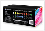 Acrylic Paint Set by Color Technik, Artist Quality, Large Set - 18x59ml (2-Ounce) Bottles, Best Colors for Painting Canvas, Wood, Clay, Fabric, Nail Art & Ceramic, Rich Pigments, Heavy Body, Gift Box
