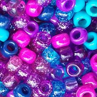 Dark Berry Blue & Purple Mix Multicolor Plastic Pony Beads 6x9mm, 1000 beads bulk bag