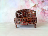 Miniature Wicker Bed. 1:6 scale Dollhouse Bedroom Furniture Handmade