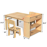 Kids Art Table and 2 Chairs, Wooden Drawing Desk, Activity & Crafts, Children's Furniture, 42x23