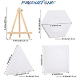Aodaer 12 Packs Painting Canvas Panel with 4 Mini Easel Canvas Panels for Oil Watercolor Canvas Painting Kit Triangle Square Hexagon Shape Side Length Blank Canvas for Kids Adult Canvas Art (White)