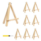 Tripod Easel Stand, 8 Pack Portable Natural Pine Wood Photo Painting Easel Display for Kids Students Artist Painting, Sketching, Displaying Photos (9 Inch Tall)