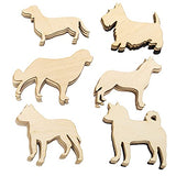 Plydolex 24 Pieces Unfinished Wooden Cutouts Dog Cutouts -6 Shapes of Craft Ornament - Wooden Dog Cutouts Perfect As Ornament DIY and Puppy Wooden Paint Crafts for Kids