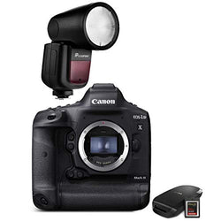 Canon EOS-1D X Mark III DSLR Camera Body with CFexpress Card & Reader Bundle Kit - with Flash Kit,Flashpoint Zoom Li-on X R2 TTL On-Camera Round Flash Speedlight