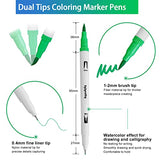 Colored Markers for Adult Coloring, Dual Tip Brush Pens with 100 Watercolor Brush pen (1-2mm) and Fine Tip Marker (0.4mm) for Kids, Lettering Drawing Calligraphy Painting