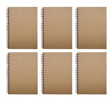 Soft Cover Spiral Notebooks Journal 6pcs, Blank Sketch Books Pad Notebooks Journal A5 Notebooks Diary Notebooks Notepads ,120Pages/ 60 Sheets (Blank-6pcs Brown)