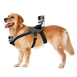 Dog Harness, Back Mount for GoPro Hero 4/3+/3/2/1 SJCAM Sj5000+ Sj4000, Pet Chest Strap with Two