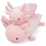 Niuniu Daddy Axolotl Plush Toys for Girls Boys- Glow in The Dark 23.6inches Large Realistic Axolotl Stuffed Animals for Kids/Toddler, Pink Kawaii Stuff Doll Plushies for Birthday Gifts