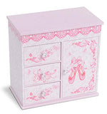 JewelKeeper Ballerina Musical Jewelry Box with 3 Pullout Drawers, Ballet Slipper Design, Swan