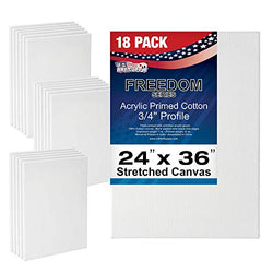 US Art Supply 24 x 36 inch Professional Quality Acid Free Stretched Canvas 18-Pack - 3/4 Profile 12 Ounce Primed Gesso - (1 Full Case of 18 Single Canvases)