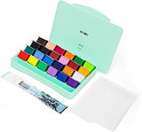 HIMI Gouache Paint Set-24 Colors x 30ml Unique Cute Jelly Cup Design with 3 Paint Brushes and a Palette in a Carrying Case-Perfect for Artists, Students, Gouache Opaque Watercolor Painting (Green)