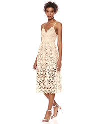 ASTR the label Women's Sleeveless Lace Fit & Flare Midi Dress, Buttercream, XS