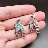 10pcs Silver Love Heart Pearl Beads Cage Locket Pendants Jewelry Making-for Oyster Pearls,