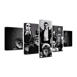 QIXIANG Universal Classic Monsters 5 Panel Canvas Print Wall Art Canvas Paining Home Decor Print HD Poster Movie Picture for Living Room Ready to Hang (20x35 20x45 20x55cm)