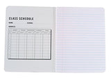 4-Pack Composition Notebook, 9-3/4" x 7-1/2", Wide Ruled, 100 Sheet (200 Pages), Weekly Class Schedule and Multiplication/Conversion Tables on Covers - Styles: Tiles, Flowers, Shapes, Spots (4-Pack)