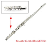 TUOREN 17keys B Foot Flute Joint Flute Repair Part Accessaries Connector Diameter 20mm Silver Plated