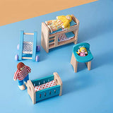 ZTGD 1 12 Doll Accessories Miniatures Wooden Dollhouse Doll Living Room Set Dollhouse Bed DIY Assembled Toys with Chair Bed Stroller for Kids Gift One Size