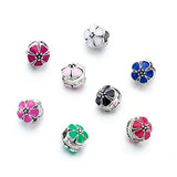 Beadthoven 50pcs Alloy Enamel Flower European Beads with Large Hole Style Dangle Charms Beads for