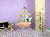 One Foot Hanging Cane Chair. Miniature Handmade Swing for 1:12 scale Dolls and Dollhouses Gardens