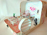 Travel Dollhouse in a Suitcase 1:12 Scale with chair fireplace table accessories