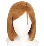 JoneTing Dark Orange Wig with Bangs Cosplay Costume Synthetic Short Bob Straight Wigs for Halloween Cosplay