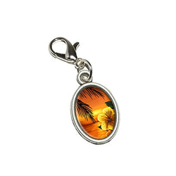 Graphics and More Beach Sunset - Hibiscus Flower Palm Tree Ocean Hawaii Antiqued Bracelet Pendant