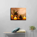 Aromatic Candles and Zen Stones Canvas Wall Art-Inner Framed Oil Paintings Printed on Canvas Modern Artwork for Home Decorations and Easy to Hang for Living Room Bedroom-Wall Art gift