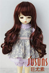 Doll Wigs JD148 6-7inch 16-18CM Long Vora Princess Wave Doll Wigs 1/6 YOSD Synthetic Mohair BJD Hair (Wine red, 6-7inch)