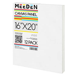 MEEDEN Canvas Boards for Painting, 16"x20" Canvas Panels, Pack of 12, Square Blank Canvases, 100% Cotton, 12.3 oz Gesso-Primed, Art Supplies for Acrylic Gouache,and Oil Painting