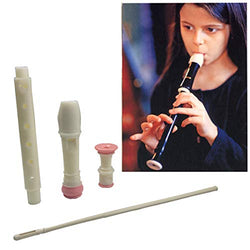 Jiuxun Baroque German Soprano Recorder - 8 Hole, Key of C 3 Piece Music Flute Instrument with Cleaning Rod, Case Bag, Fingering Chart (Red-White)