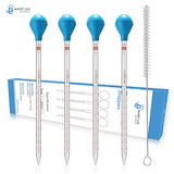 10ML Glass Graduated Droppers Pipettes Dropping Pipettes Fluid and Liquid Pipettors with Big Rubber Caps 4 Pcs